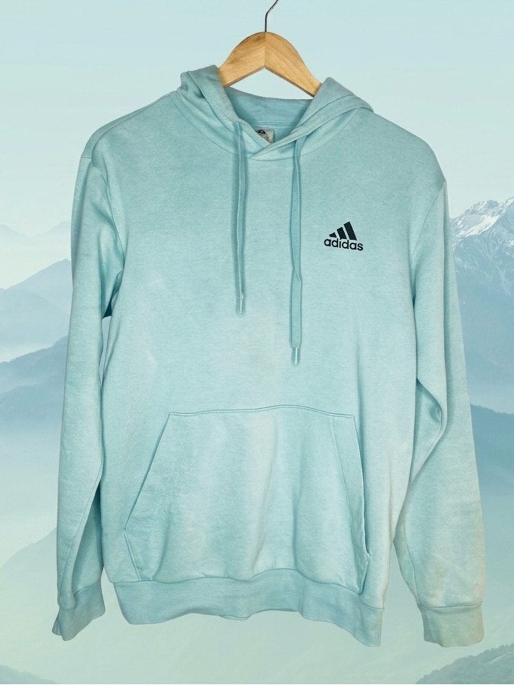Adidas Essential Hoodie Mint Green Blue Sweatshirt Men’s Size Small